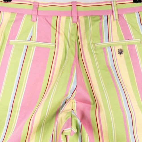Loudmouth Golf Shorts Mens 32 Pink Green Stripe Cotton Stretch Bermuda - Picture 4 of 9