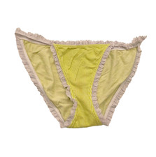 2011 Victoria s Secret Green Striped Cotton Lace Ruffle String Bikini Panties M