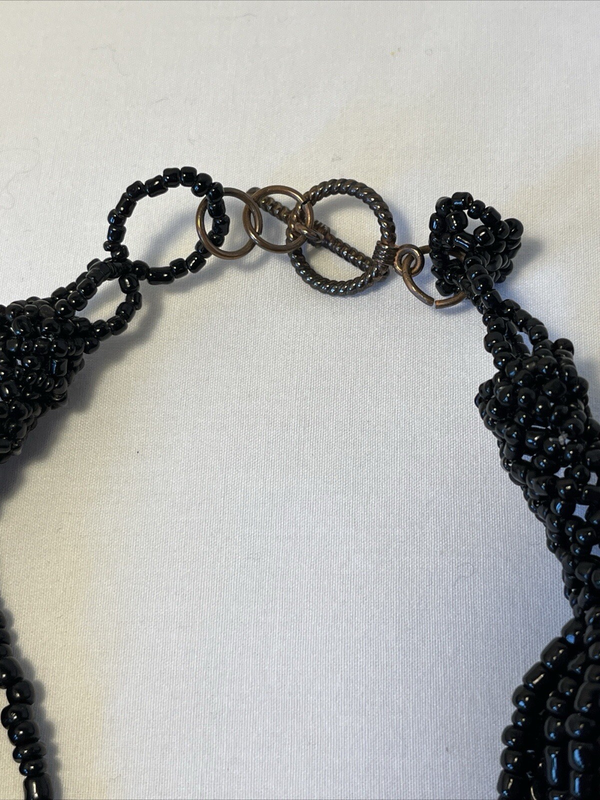 Black Bead Copper Statement Layered Necklace Mult… - image 3