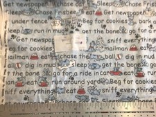 What Dogs Do on Blue Cotton Fabric By the HALF Yard