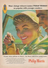 1955 Philip Morris Cigarettes Pretty Girl Popular with Younger Smokers Print Ad