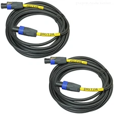 PREMIUM 2 PACK PA 50 ft foot 12ga Neutrik NL4FX speakon to speaker cables PAIR