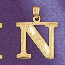 Initial N Charm Pendant 14k Gold
