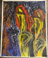 Hand-Painted Oil Painting on Canvas Paper 35x27. "Shattered Reflections"