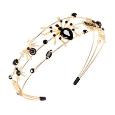 HEIDKRUEGER Halloween Headband for Women Crystal Spider Hairband Wide Alloy...