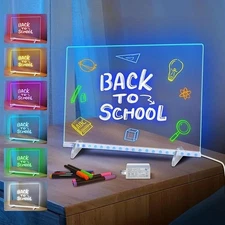 LED Note Board with 7 Colors, LED Drawing Board for Kids, Light Up Erase Board