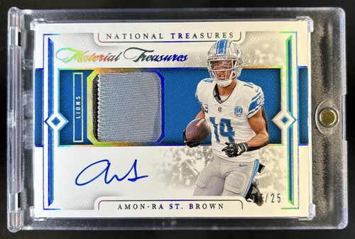 2023 National Treasures Amon-Ra St Brown Holo Silver Treasures Patch Auto #/25