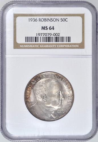 1936 ROBINSON ARKANSAS HALF DOLLAR NGC MS64 CHOICE BU COMMEMORATIVE