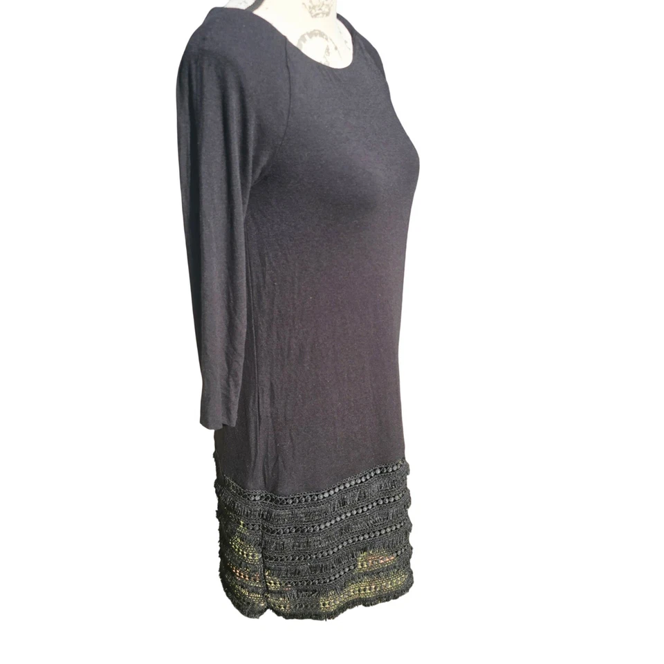 BAILEY 44 Medianoche бахрома кружева отделки платье черный сделано в США средний - Изображение 4 из 4