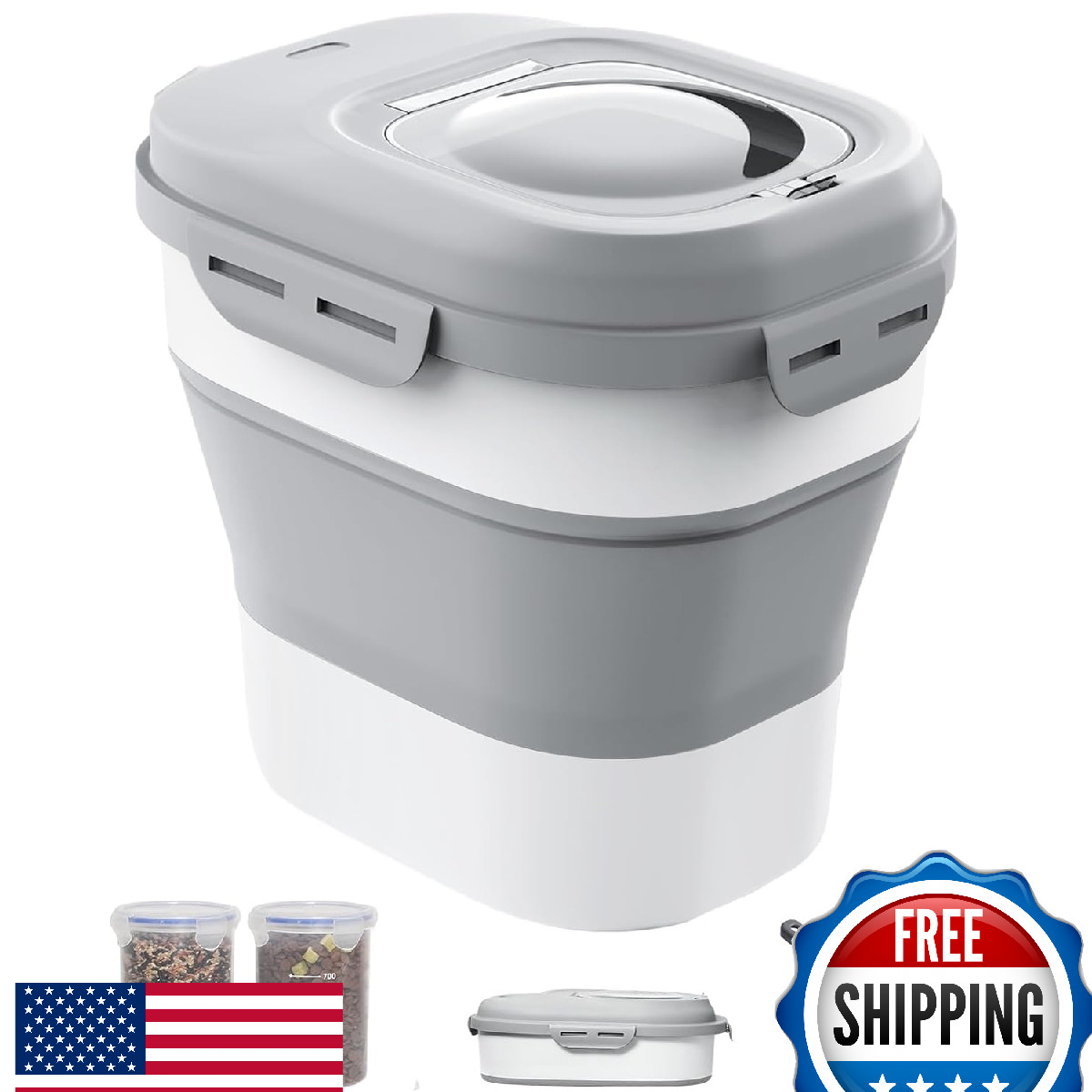 Storage Container 35lbs 2 Wheels Scoop