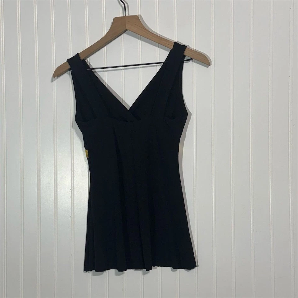 Lápiz Labial Vintage Negro Dorado Top S EE. UU. Y2K Ropa de Club Emo Alt Festival Tanque Cuello en V Foto 3 de 4