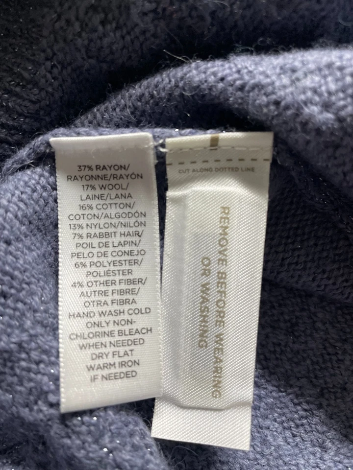 Новый с Ярлыками Ann Taylor лофт женщин синий ворота блестящий пуловер свитер размер большой - Изображение 4 из 4