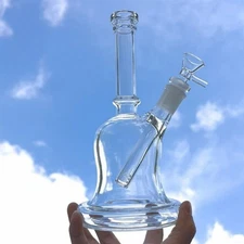 8.6 Inch Clear Pot shape Hookah Heavy Glass Bong Smoking Water Pipe + Bowl US