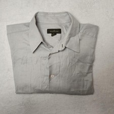 Ermenegildo Zegna Shirt Mens XL Gray Dress Long Sleeve Point Collar Italy Work