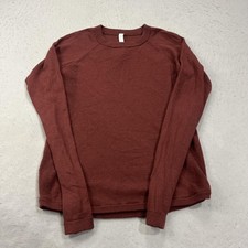 Lululemon Sweater Womens 8 Red 100 Merino Wool Sit In Lotus Raglan Crewneck