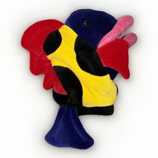 Vintage 1997 The Manhattan Toy Company Multi Color F-Lips Fish Hand Puppet Plush