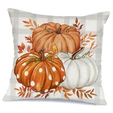 Fall Pumpkin Throw Pillow Cover 16x16 for Sofa, 16" x 16" Pack of 1 Orange