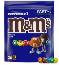 M M'S Caramel Milk Chocolate Candy Bulk Pack, Party Size, 34 oz Resealable Bag f