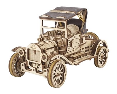 UGears Retro Car UGR-T Wooden Mechanical Model Kit NEW Sealed Plastic Tear