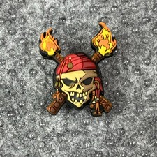 PIRATES OF THE CARIBBEAN JIBBITZ Skull  Cross Bones With Flames SHOE CHARMS