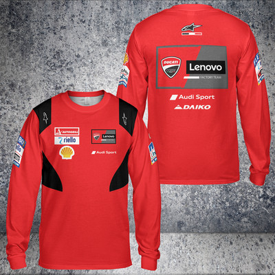 Custom Name - Men's Ducati Logo Racing Team Long Sleeve - All Size