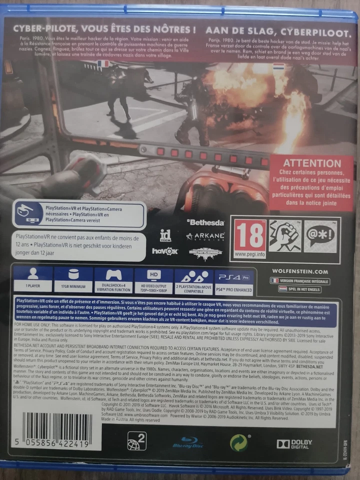 WOLFENSTEIN CYBERPILOT PS4 VR COMME NEUF, photo 2 sur 2