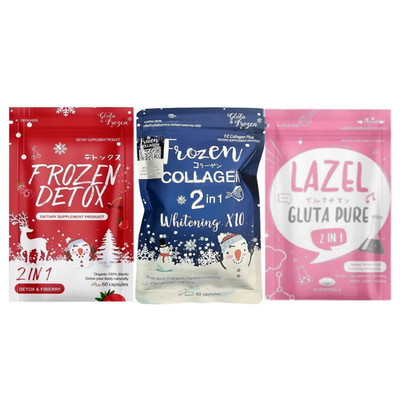3er Set Thai Supplements - Frozen Detox / Frozen Collagen / Lazel Gluta