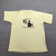 Vintage Microsoft  Shirt Mens Large Yellow Think Big Jerzees Made USA Promo 80s