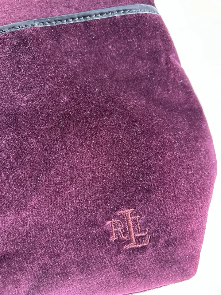 Vintage Ralph Lauren Purse/Bag Purple Velvet Leather Trim - Image 2 of 4