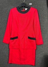 Talbots Refined Ponte Sheath Dress Womens Size 6 Red 3/4 Sleeves Casual Bussines