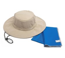 MISSION Cooling UPF50 Unisex Bucket Hat  MAX Cooling Towel, Khaki, New