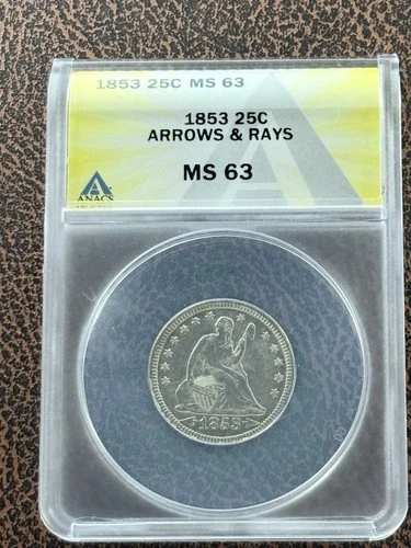 1853 Liberty Seated Quarter, MS63, SUPER Rare in this conditon, Free Shipping