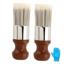 2Pcs Salve Brush for Furniture with 1 Pair of Gloves, Wood Leather As Shown