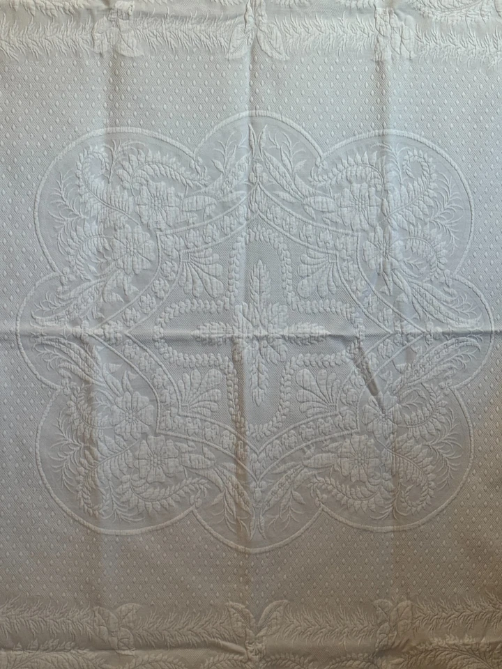 Precioso cobertor floral de algodón blanco antiguo de 1800 78"x82" ENCANTADOR Foto 3 de 4