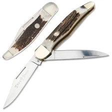 BOKER® Treebrand Folding Hunter Stag Classic 2 Blade Pocket Knife EDC Slipjoint
