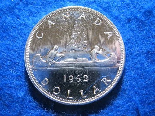 1962 Canada Silver Dollar - Nice Bright Uncirculated - Semi P/L