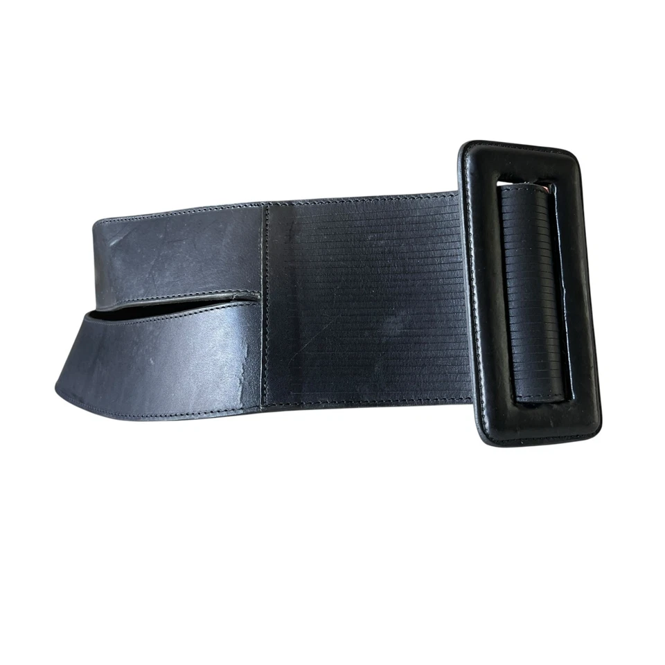 Cinturón SAKS FIVE AVENUE Italiano Cuero Negro 4" Ancho Talla M Corsé Banda Dividida Foto 3 de 4