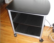 PRINTER CART Black Big 2 Shelf Metal Table with Wheels