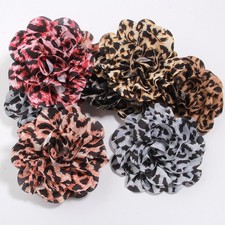 11cm Handmade Fabric Leopard Print Flower Brooches for Women Wedding Party Badge