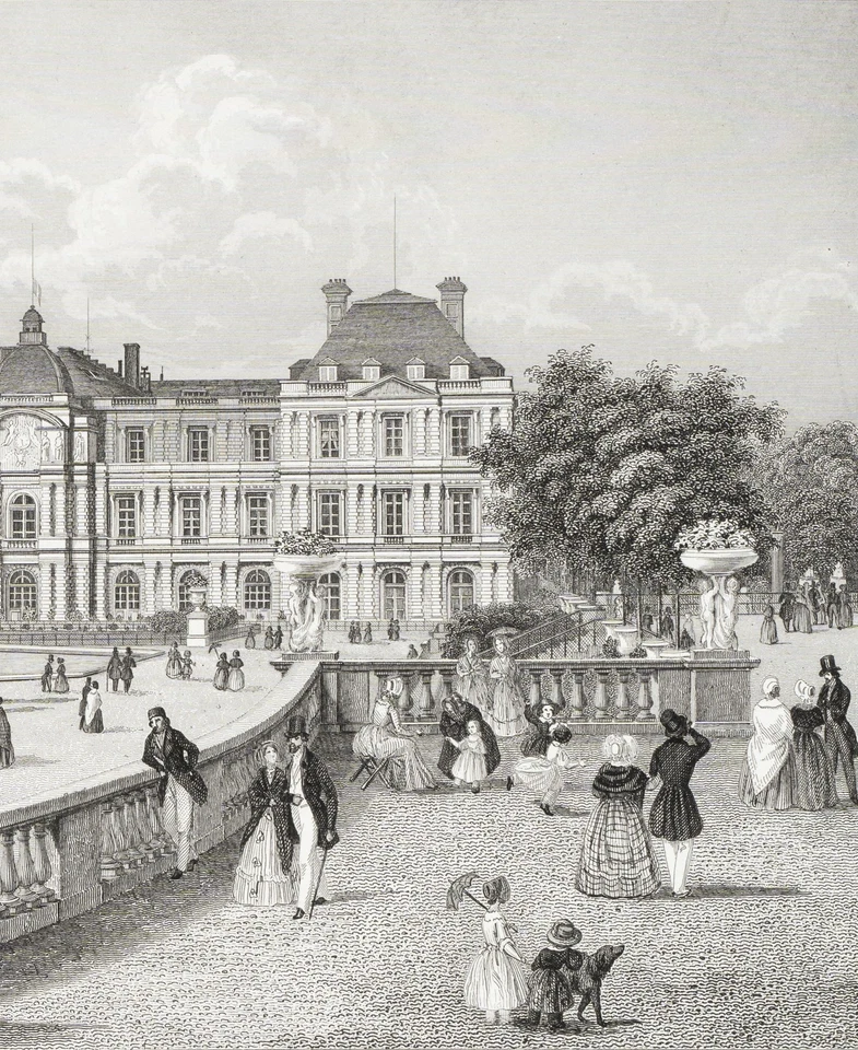 C. CHAMOUIN (19.Jhd), Blick auf den Palais du Luxembourg, Renaissancebauwerk, Pa - Bild 4 von 4