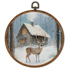 Winter Wall Decor Art - Christmas Xmas Woodland Wall Art Canvas Frame Hanging...