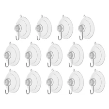 14pcs Suction Cup Hooks 1.20" Waterproof Vacuum Shower Hook Load 2.2 lbs Clear