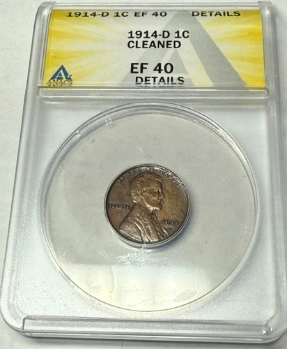 1914-D key date Lincoln wheat cent. ANACS XF40 details (light cleaned) #76