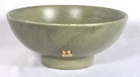 HAEGER USA Pottery -Olive Green Brown Speckled Bowl Pedestal Planter - 4.5" Tall
