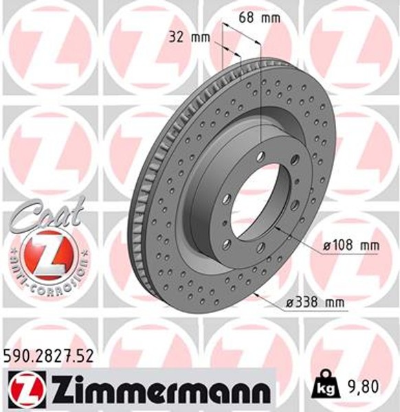 2X Bremsscheibe Sport Z Zimmermann 590.2827.52 FüR Prado Toyota Land Cruiser 5-image