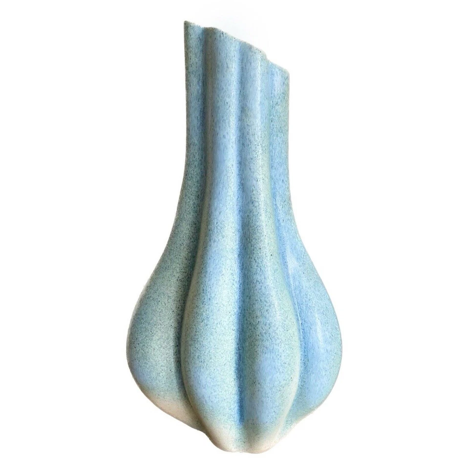 "Florero Global Views XL Portugal 22x11x6"" centro de mesa de piso de cerámica azul moteado" Foto 2 de 4