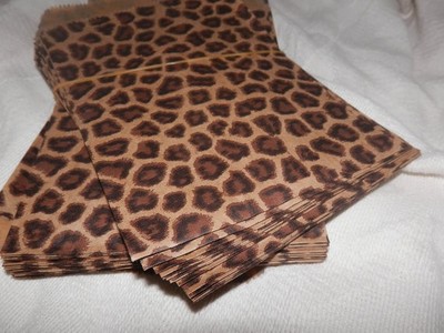 ShipNFun Leopard Print Merchandise Bags – 100 Pack, 5x7 Inch Paper Gift Bags
