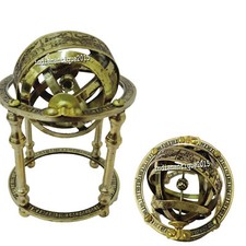 Collectible 4" Antique Armillary With Brass Maritime Nautical Globe Home Decor