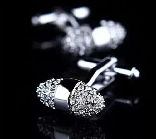 Einzigartige Herren Manschettenknöpfe 14K Weißgold vergoldet 3,5Ct Rundschliff Laborgefertigt Diamant - Bild 2 von 6