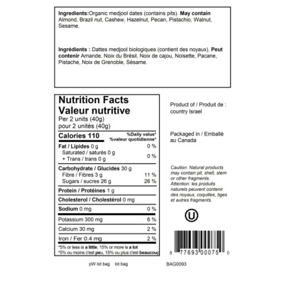 Prana Organic Medjool Dates, 2 x 1 kg 